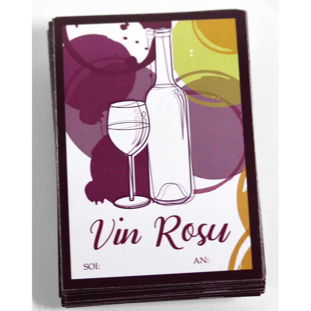 Etichete Vin Rosu Cu Sticla Si Pahar (48 Bucati)