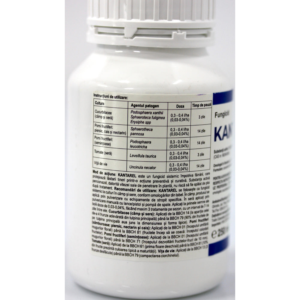 Kantarel 250 Ml Fungicid Sistemic, Fainare, Ascenza (Cais, Cucurbitacee, Nectarin, Piersic, Pomi Fructiferi Semintoase, Tomate Sera, Vita De Vie)