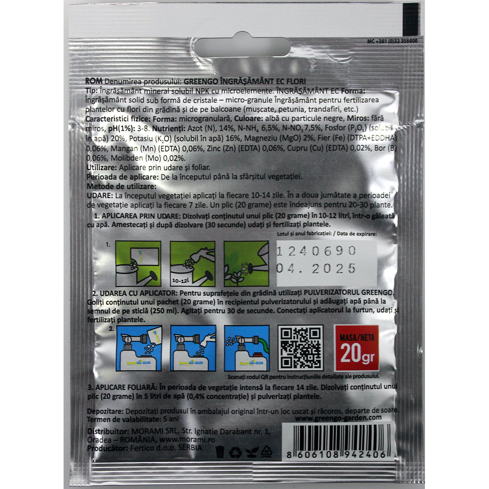 Greengo Ingrasamant Pentru Flori 20 Gr Pentru 10 L Apa
