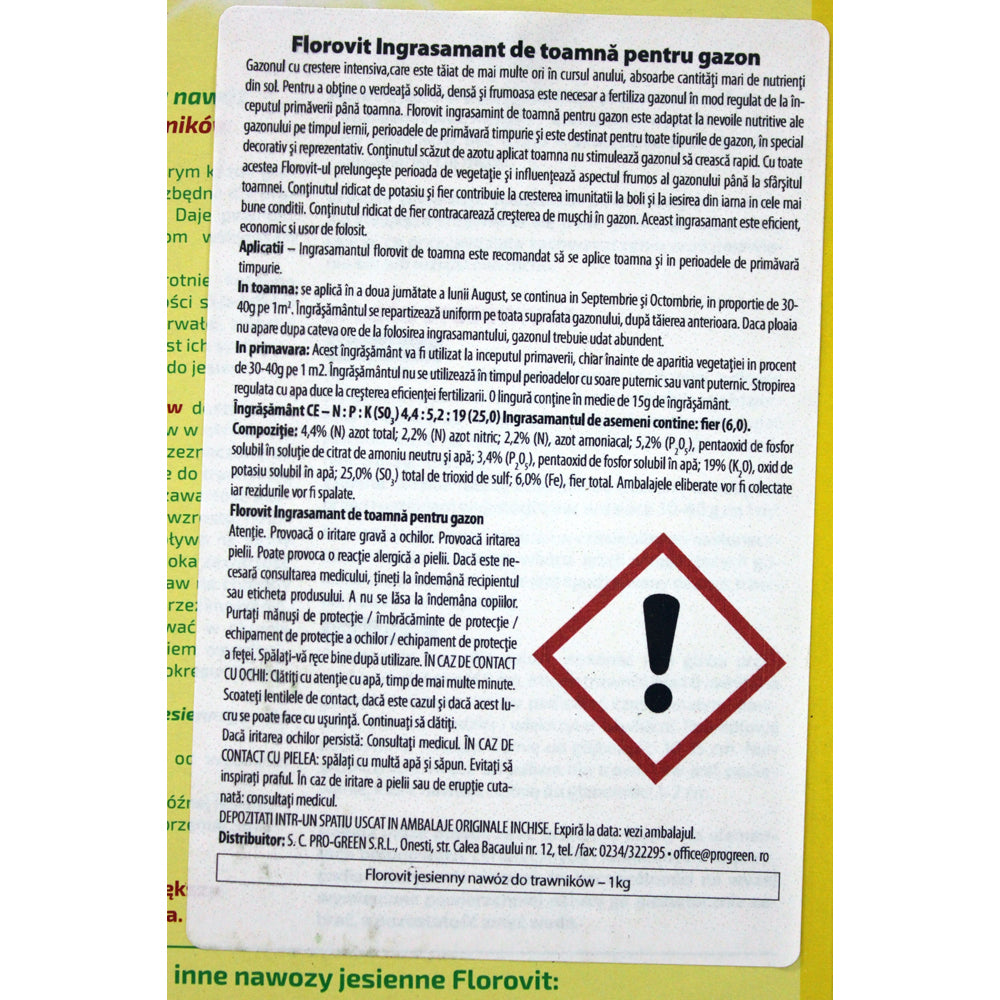 Florovit Ingrasamant De Toamna Pentru Gazon 1 Kg