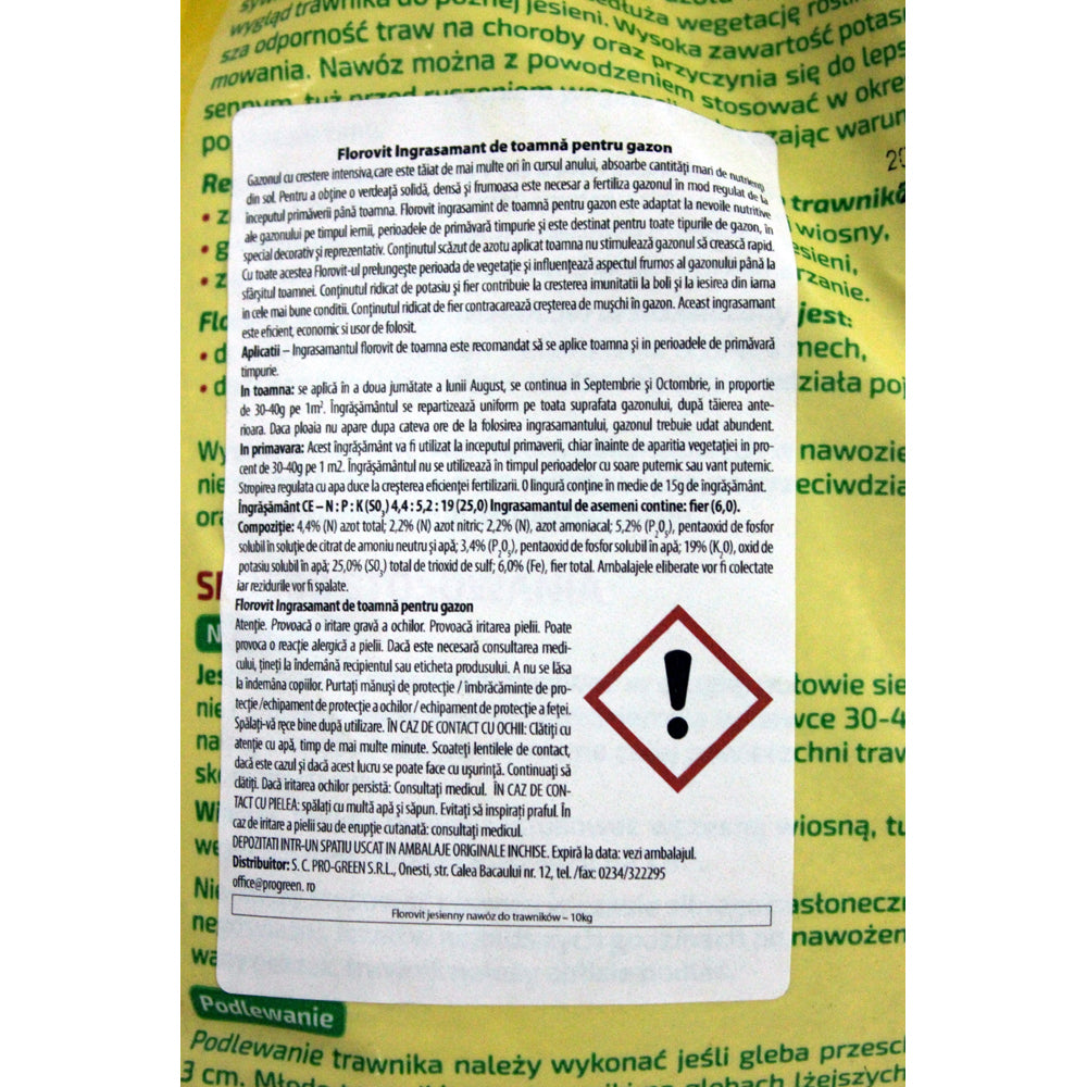 Florovit Ingrasamant De Toamna Pentru Gazon 10 Kg