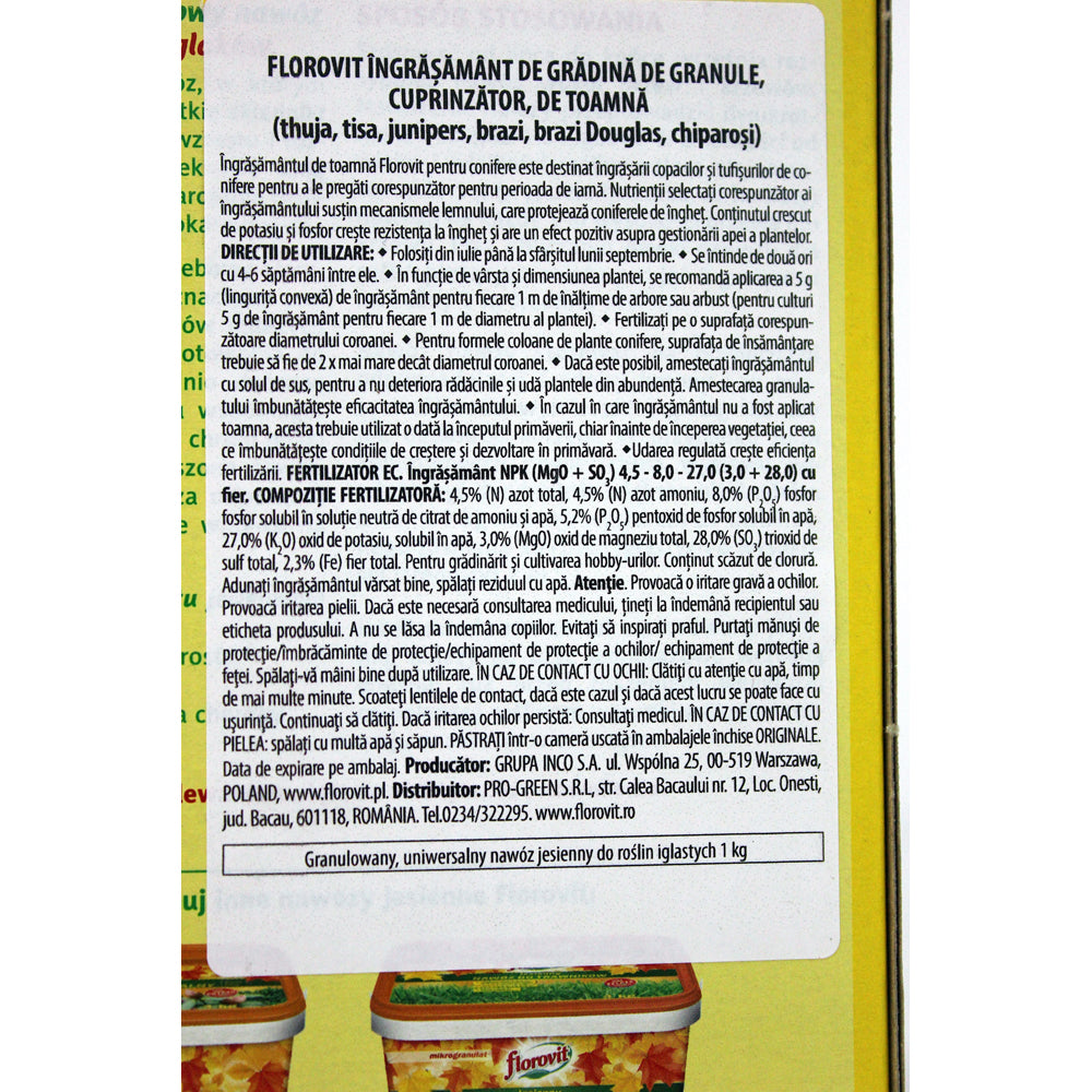 Florovit Ingrasamant De Toamna Pentru Conifere 1 Kg