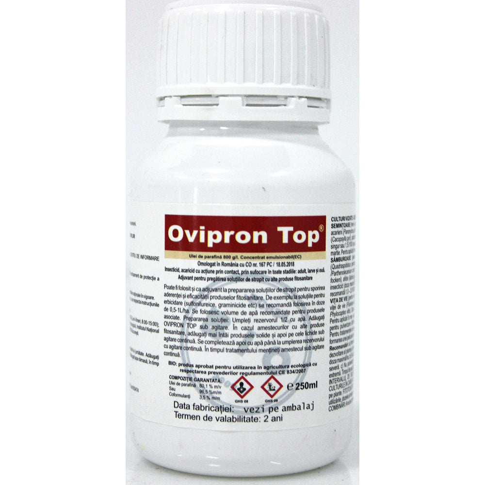 Ovipron Top 250 Ml Ulei Horticol Cu Efect Insecticid Acaricid De Contact, Ulei De Parafina, Upl (Cais, Cires, Mar, Nectarin, Par, Piersic, Prun, Vita De Vie)
