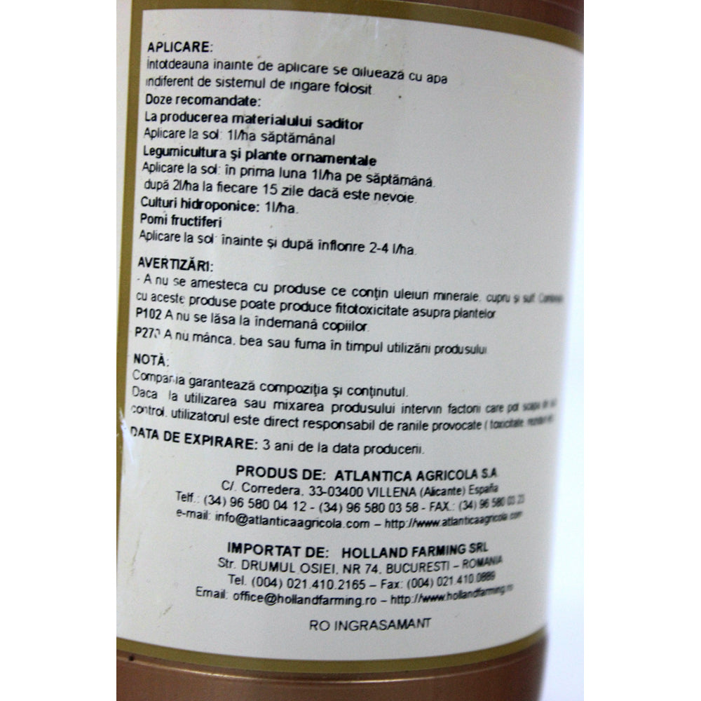 Razormin 0.5 L, Biostimulator De Inradacinare Foliar/Irigare, Atlantica, Aminoacizi+ Azot+ Fosfor Pentru Pomi Fructiferi, Vita De Vie, Legumicultura, Agricultura, Culturi Hidroponice, Pepiniere, Plante Ornamentale
