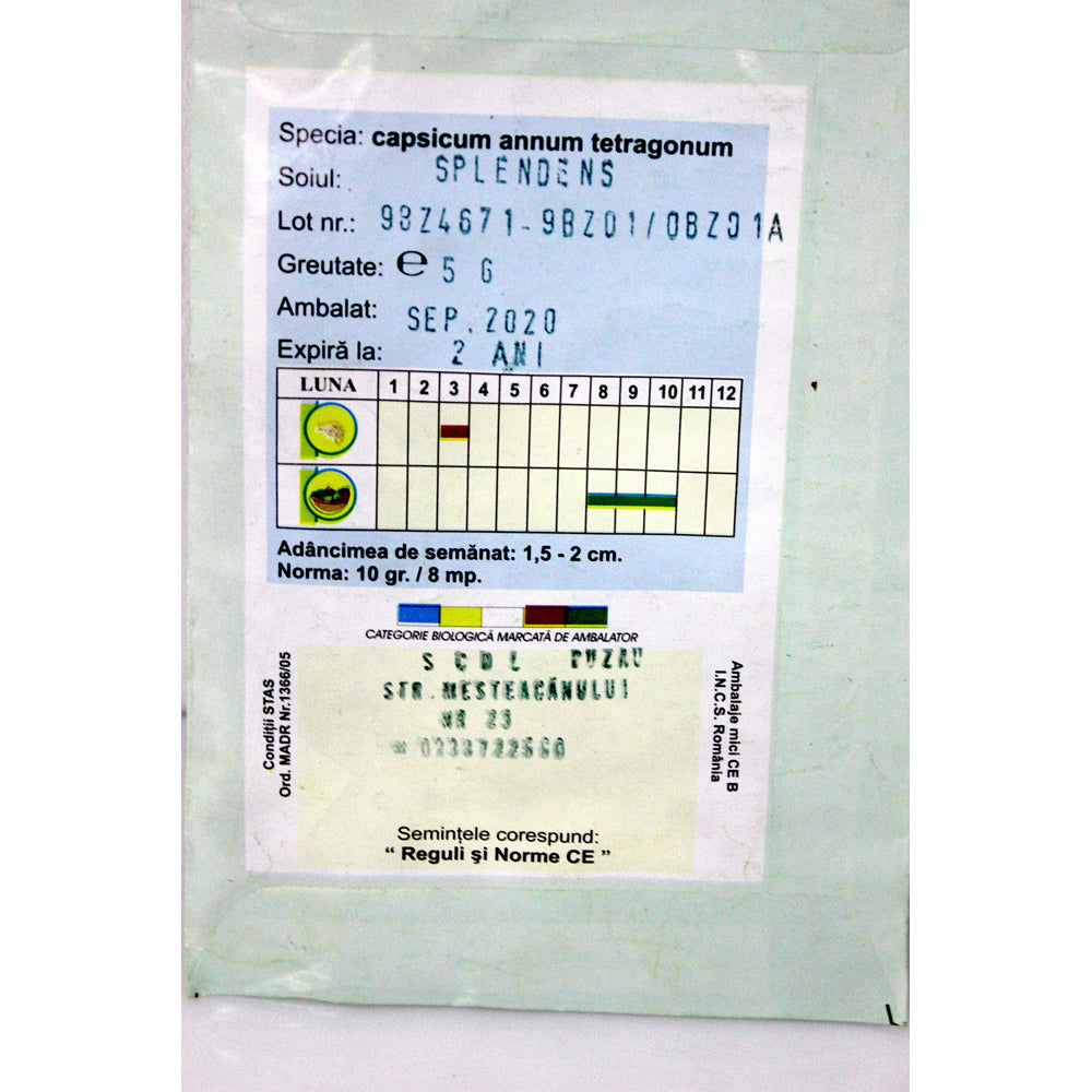 Seminte Ardei Splendens 5 Gr, Scdl Buzau