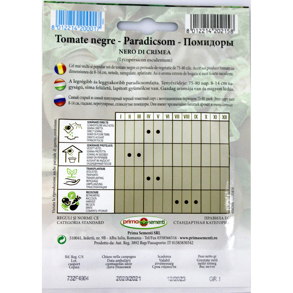 Seminte Tomate Negre Crimeea 1 Gr, Prima Sementi