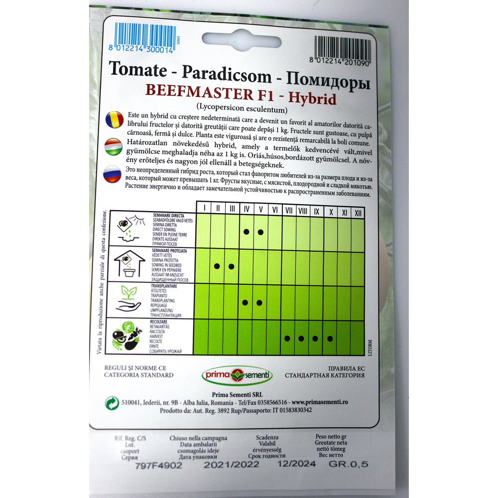 Seminte Tomate Beefmaster F1 0,5Gr, Prima Sementi