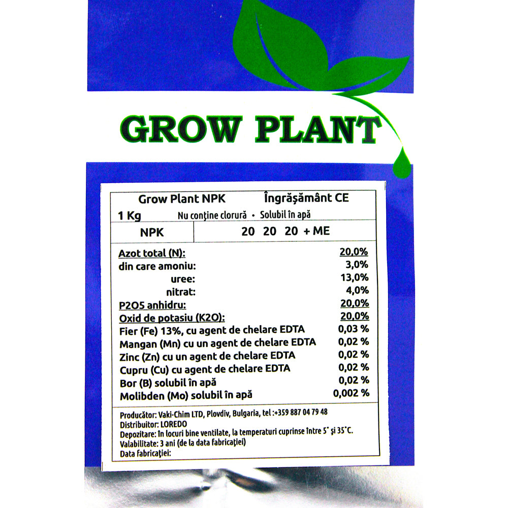 Grow Plant Npk 20-20-20+Me 1 Kg Ingrasamant Npk+Microelemente