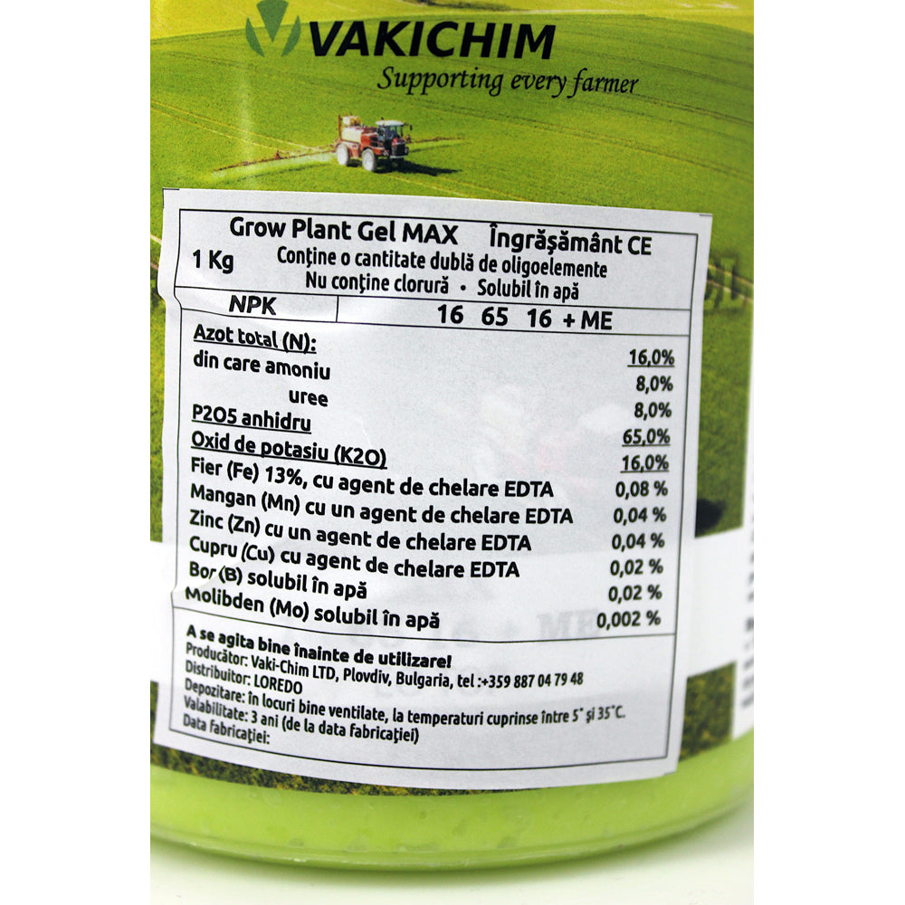 Grow Plant Gel Max 16-65-16+Me 1Kg Ingrasamant Foliar Npk+ Microelemente
