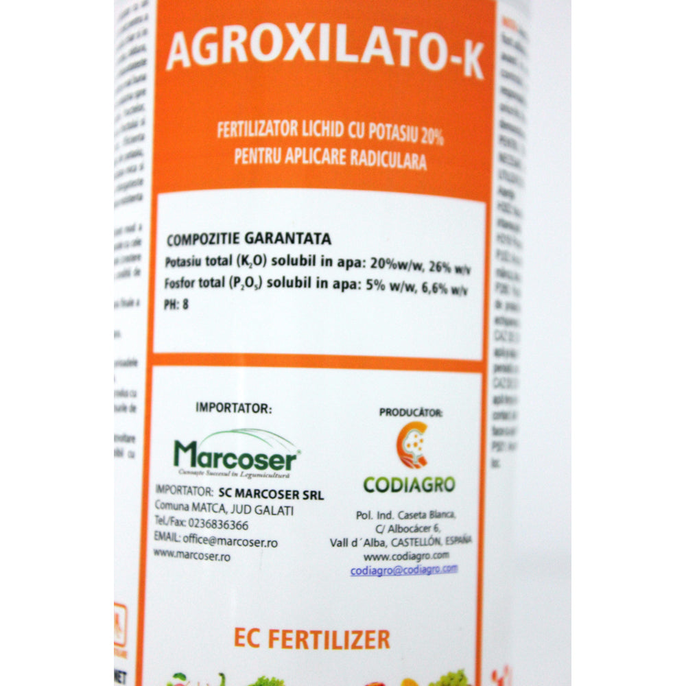 Agroxilato-K 1L Ingrasamant Radicular Pe Baza De Potasiu Codiagro (Pentru Marirea Rapida A Fructelor, Rezistenta La Transport Si Depozitare)