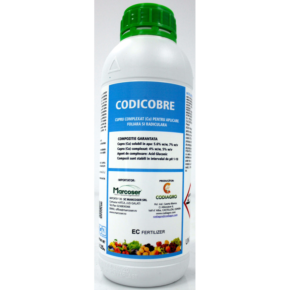 Codicobre 1L Ingrasamant Foliar Si Radicular Pe Baza De Cupru Cu Efect De Preventie A Ciupercilor Si Bacteriilor, Codiagro