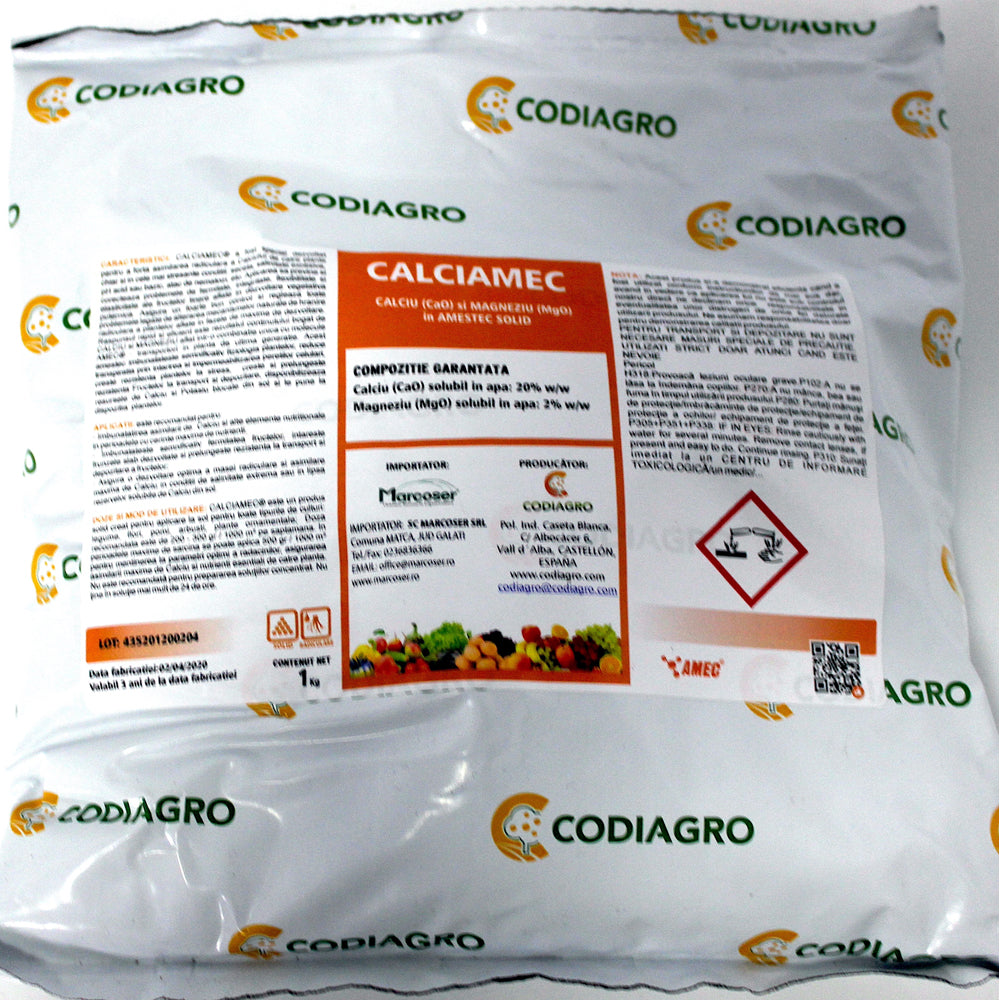 Calciamec 1 Kg Ingrasamant Radicular Codiagro Cu Magneziu Si Calciu Pentru Rezistenta Fructelor La Transport Si Depozitare, Imbunatateste Fermitatea Fructelor 