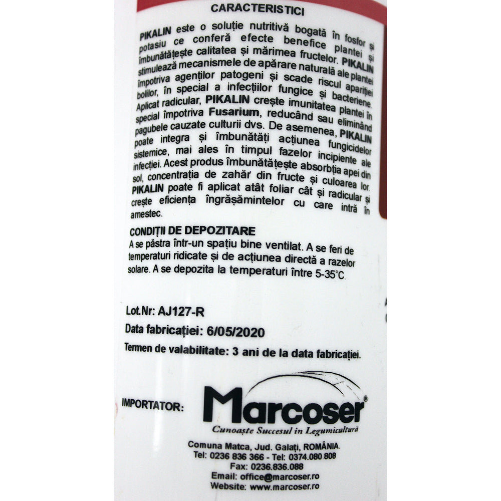Pikalin 1L Ingrasamant Foliar/ Radicular Lichid P-K 30-20, Scade Riscul De Aparitie Al Bolilor Fungice Si Bacteriene, Imbunatateste Marimea Si Calitatea Fructelor, Codiagro (Vita De Vie, Pomi Fructiferi, Legume, Flori)