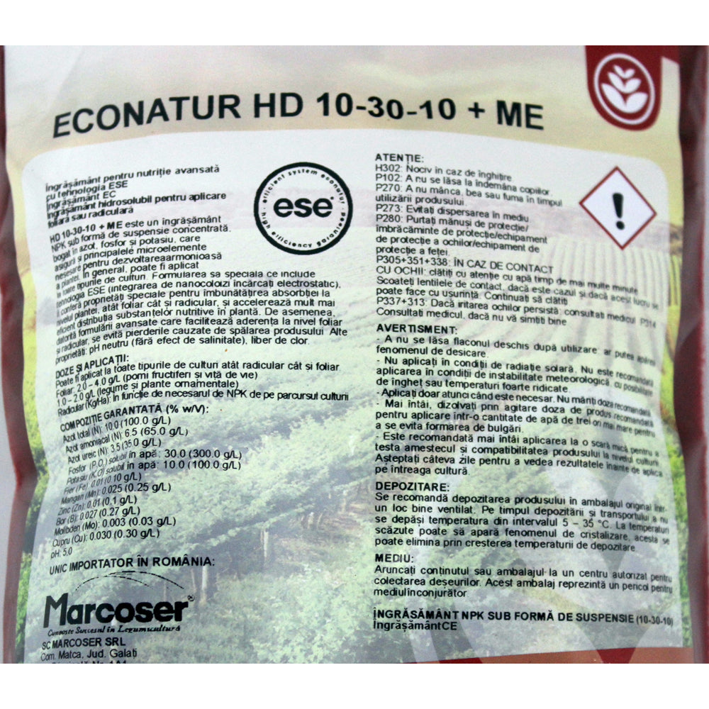 Gel Econatur Mineralgold Hd 10-30-10+Me 1 Kg Ingrasamant Npk+Microelemente