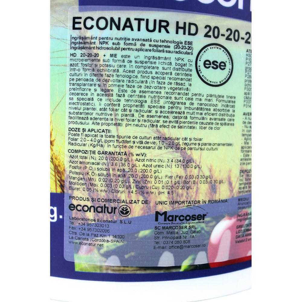 Gel Econatur Mineralgold Hd 20-20-20 5 Kg Ingrasamant Npk+Microelemente