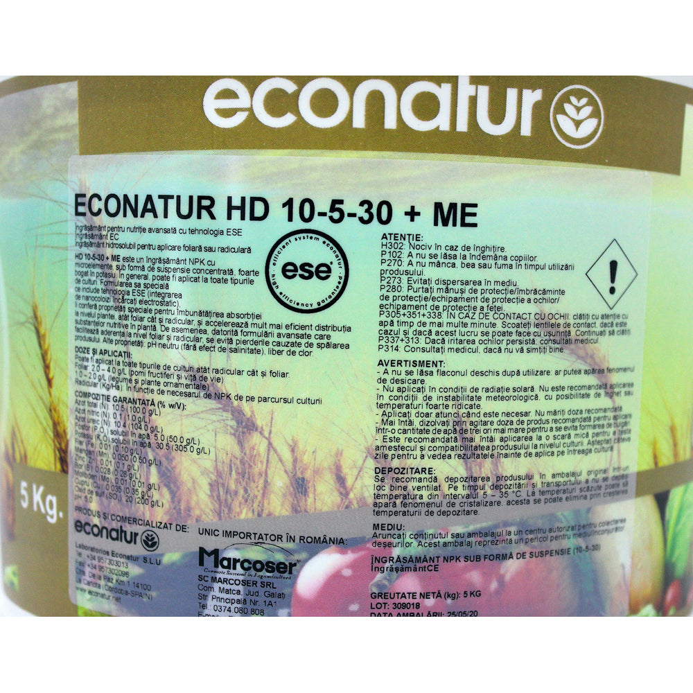 Gel Econatur Mineralgold Hd 10-5-30+Me 5 Kg Ingrasamant Npk+Microelemente