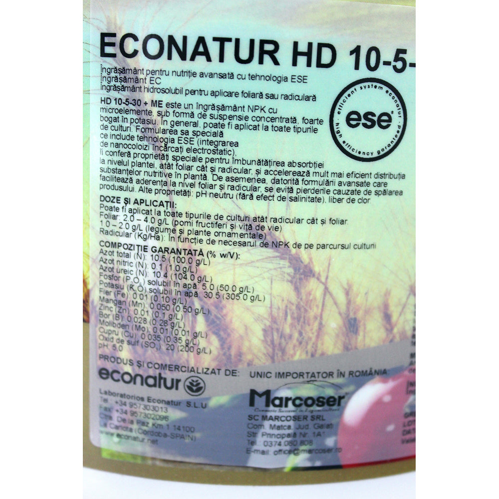 Gel Econatur Mineralgold Hd 10-5-30+Me 5 Kg Ingrasamant Npk+Microelemente
