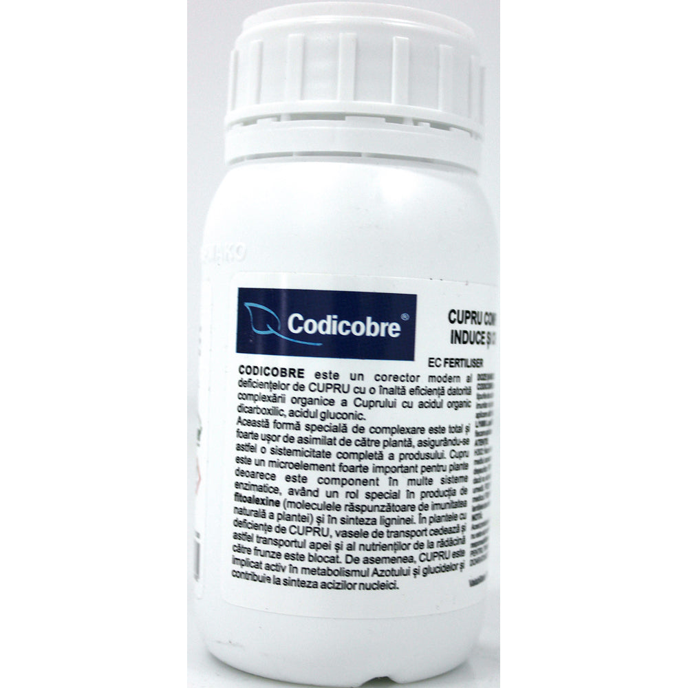 Codicobre 250 Ml Ingrasamant Foliar Si Radicular Pe Baza De Cupru Cu Efect De Preventie A Ciupercilor Si Bacteriilor, Codiagro
