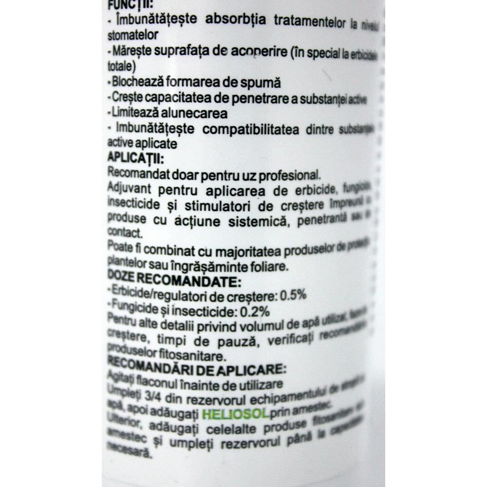Heliosol 100 Ml Adjuvant Organic, Imbunatateste Eficienta Fertilizarii Si A Tratamentelor Foliare
