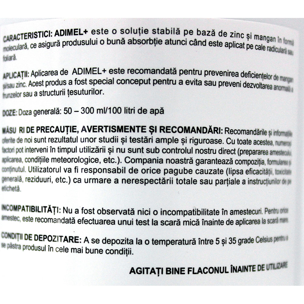 Adimel+ 250 Ml Adjuvant/ Ingrasamant Foliar Lichid, Microelemente, Zinc, Mangan