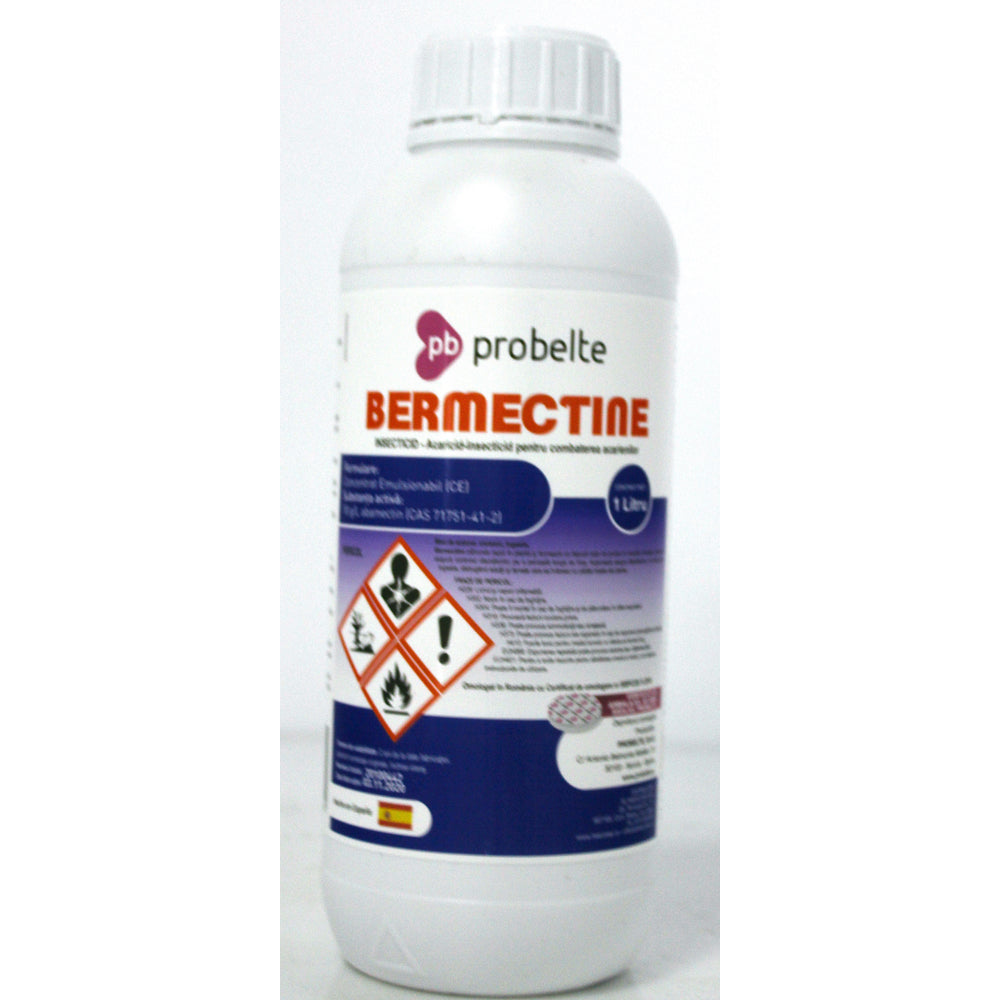 Bermectine 1L Insecto-Acaricid Sistemic Probelte (Vita De Vie, Legume, Pomi, Plante Ornamentale, Capsune, Pepene, Porumb, Flori)