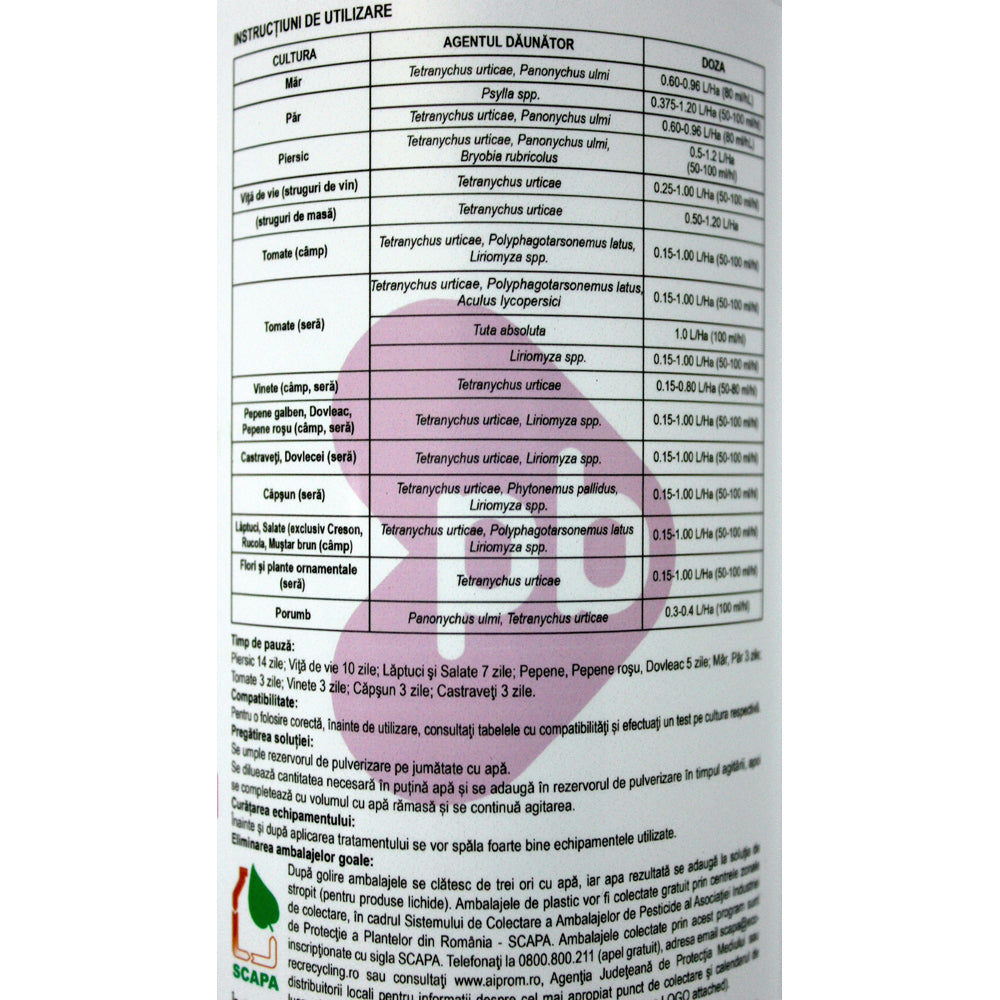 Bermectine 1L Insecto-Acaricid Sistemic Probelte (Vita De Vie, Legume, Pomi, Plante Ornamentale, Capsune, Pepene, Porumb, Flori)