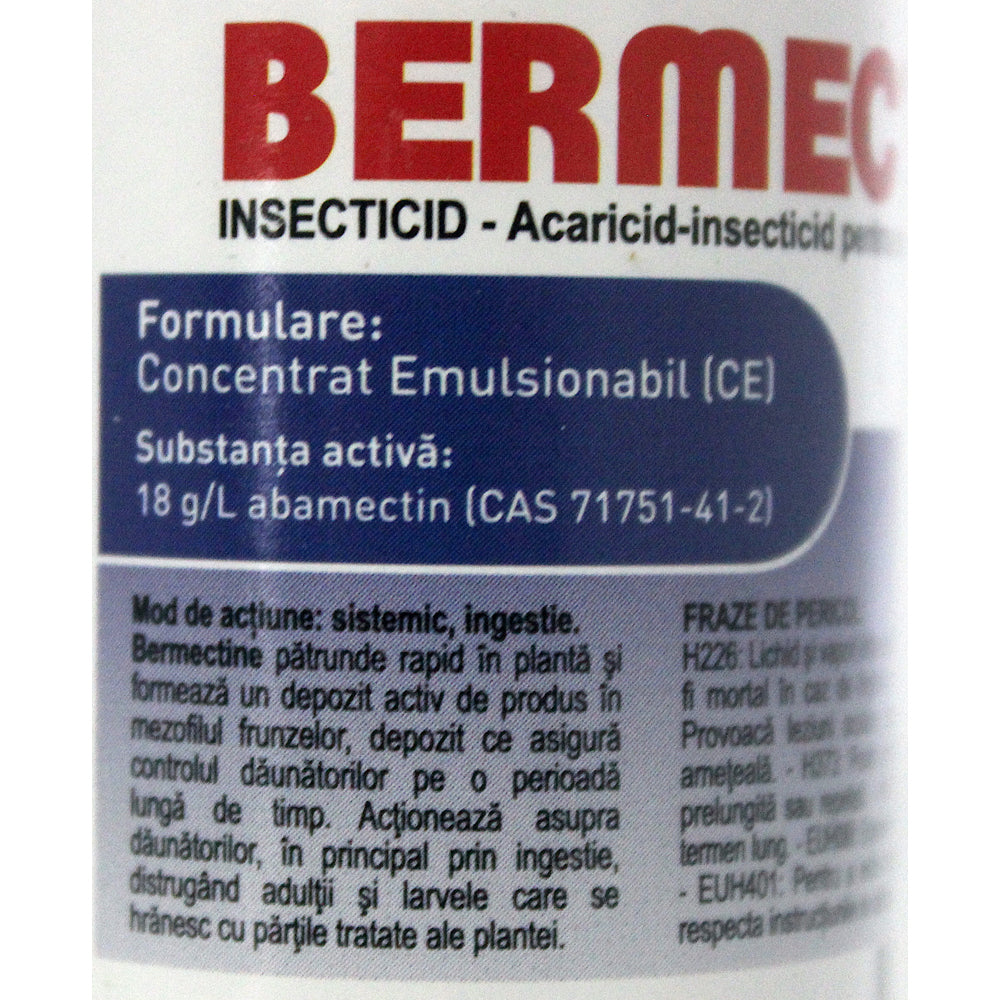 Bermectine 100 Ml Insecto-Acaricid Sistemic Probelte (Vita De Vie, Legume, Pomi, Plante Ornamentale, Capsune, Pepene, Porumb, Flori)
