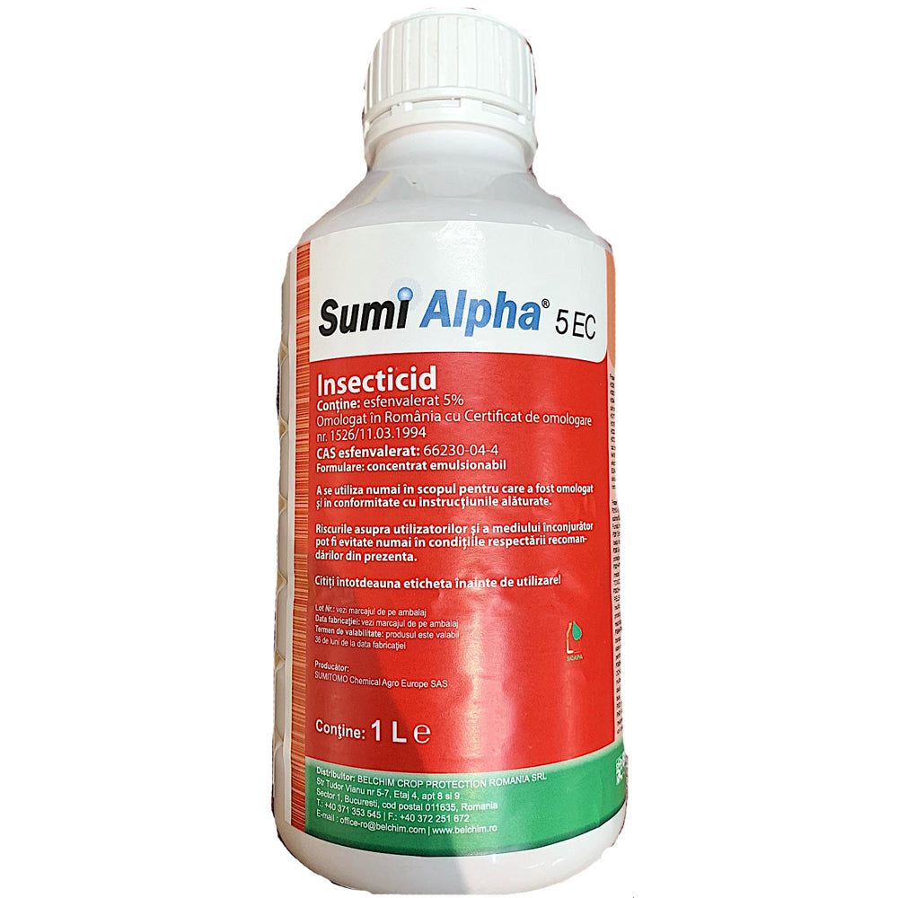 Sumi Alpha 5Ec 1L, Insecticid De Contact, Belchim, Grau (Plosnita Cerealelor, Gandacul Balos), Mar (Viermele Marului, Minotaurul Marmorat, Minierul Circular), Vita De Vie (Molia Vitei De Vie), Varza (Buha Verzei)