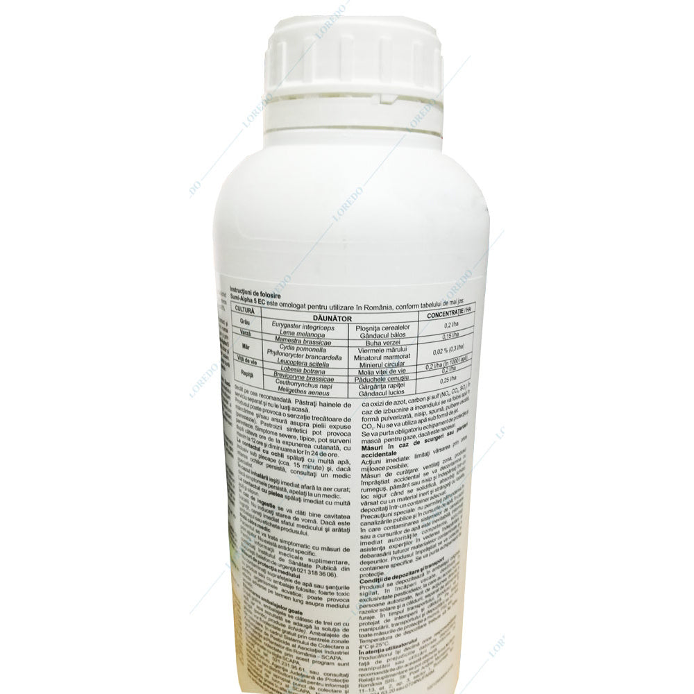 Sumi Alpha 5Ec 1L, Insecticid De Contact, Belchim, Grau (Plosnita Cerealelor, Gandacul Balos), Mar (Viermele Marului, Minotaurul Marmorat, Minierul Circular), Vita De Vie (Molia Vitei De Vie), Varza (Buha Verzei)