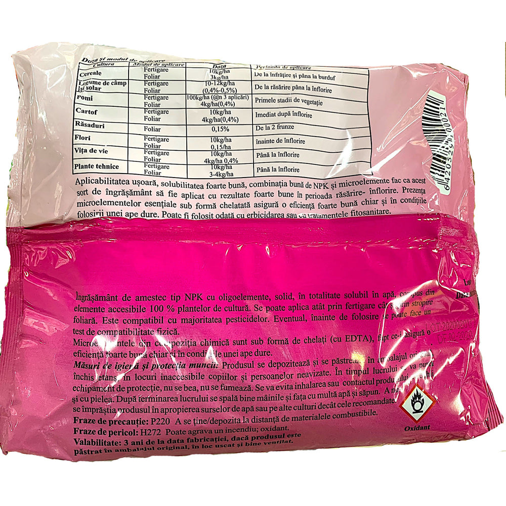 Solfert 30-10-10 1Kg, Ingrasamant Foliar Tip Npk+Microelemente, Solarex, Ajuta Dezvoltarea Foliara, Crestere Cantitativa A Productiei