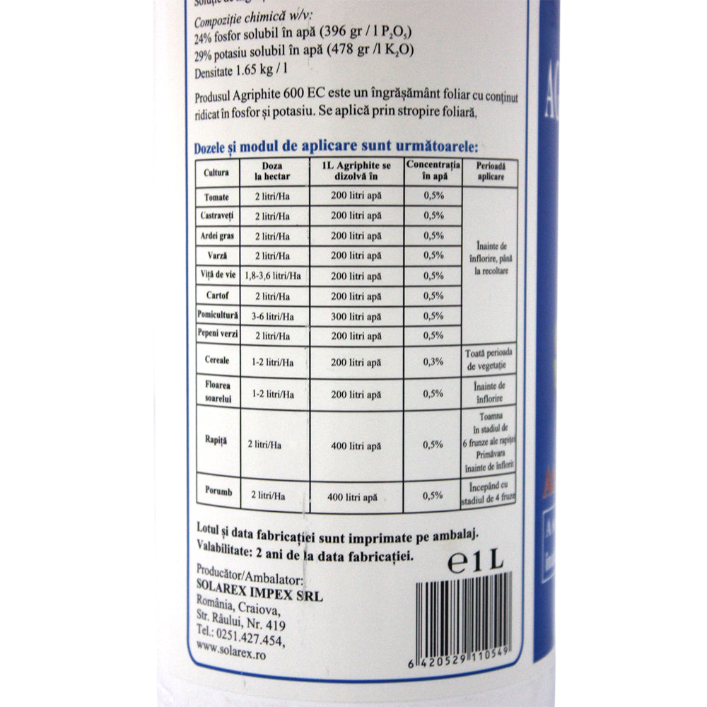 Agriphite 600Ec 1L, Ingrasamant Foliar, Solarex