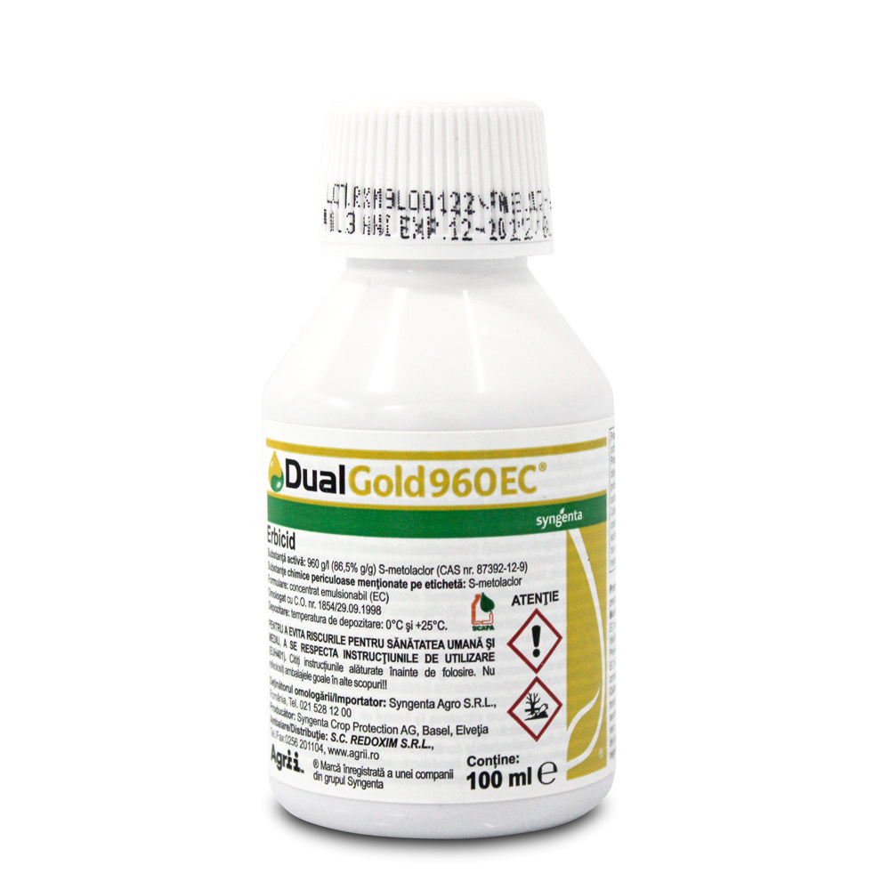 Dual Gold 100 Ml Erbicid Preemergent Buruieni Cu Frunza Lata Syngenta (Arbusti, Ardei Gras, Capsun, Cartof, Ceapa, Fasole, Floarea Soarelui, In, Morcov, Pepene Verde, Porumb, Soia, Tomate, Varza)