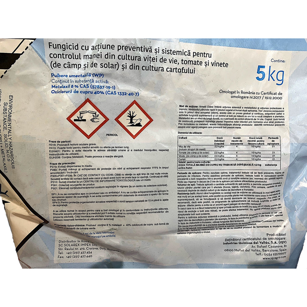 Armetil Cobre 5 Kg Fungicid Sistemic Si De Contact Solarex (Vita De Vie, Cartof, Tomate)