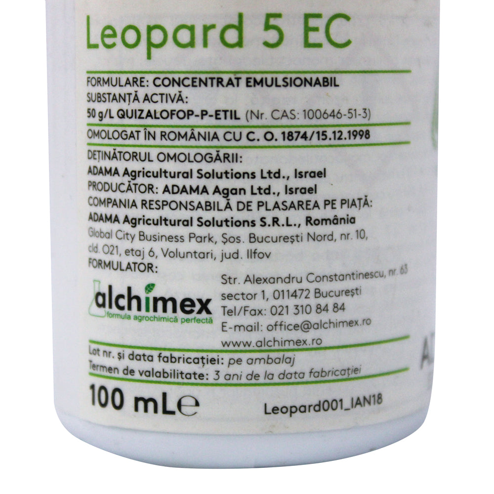 Leopard 5Ec 100 Ml, Erbicid Postemergent (Buruieni Monocotiledonate Anuale Si Perene In Culturile De Rapita, Sfecla De Zahar, Tomate, Aredi Gras, Varza De Toamna, Cartof, Floara Soarelui, Pomi Fructiferi, Capsun, Pepeni Verzi)