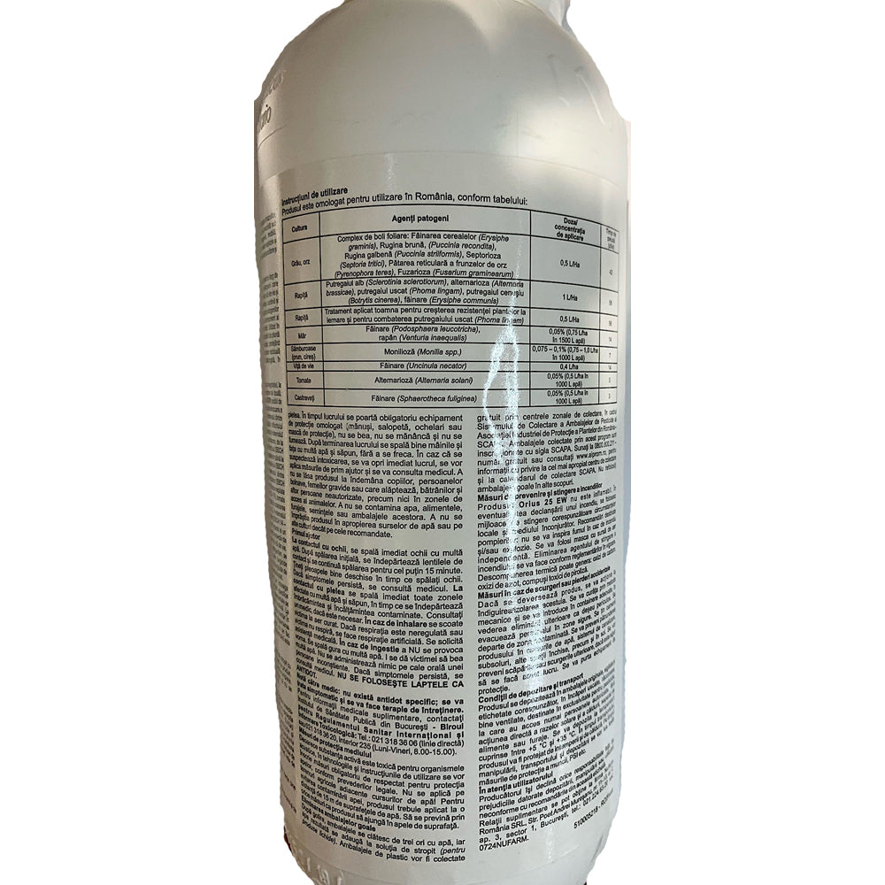 Orius 25Ew 1L Fungicid Sistemic, Adama, Fainare (Vita De Vie, Castraveti), Complex De Boli Foliare (Grau, Orz), Fainare Si Rapan (Mar), Monilioza (Samburoase), Alternarioza (Tomate)