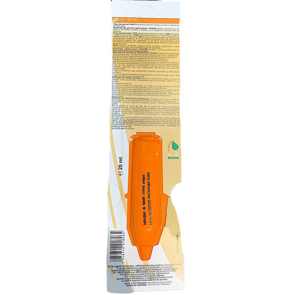 Laser 240Sc 20 Ml Insecticid Contact, Dowagrosciences (Cartof, Castravete, Ceapa, Cires, Mar, Prun, Tomate, Varza, Vita De Vie)