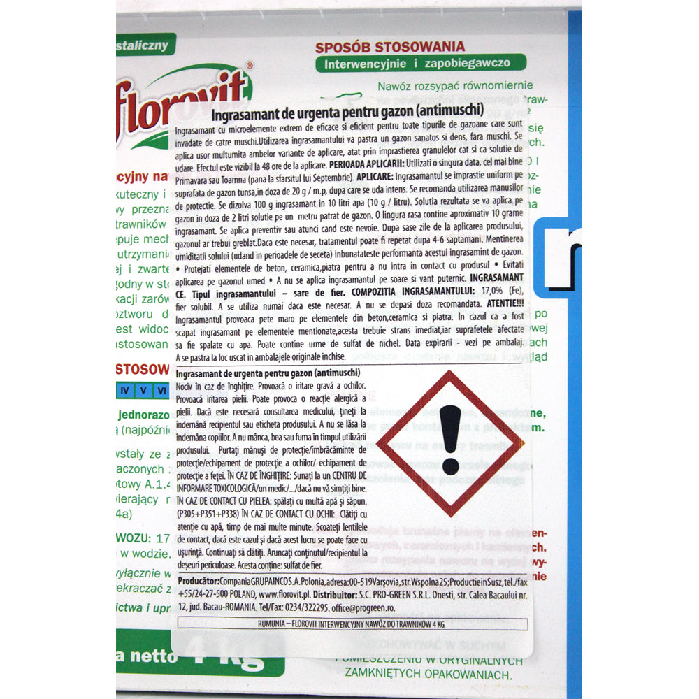 Florovit Ingrasamant Pentru Gazon Antimuschi Galeata 4 Kg