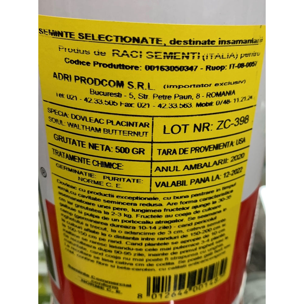 Seminte Dovleac De Copt Walltham Butternut 500 Gr
