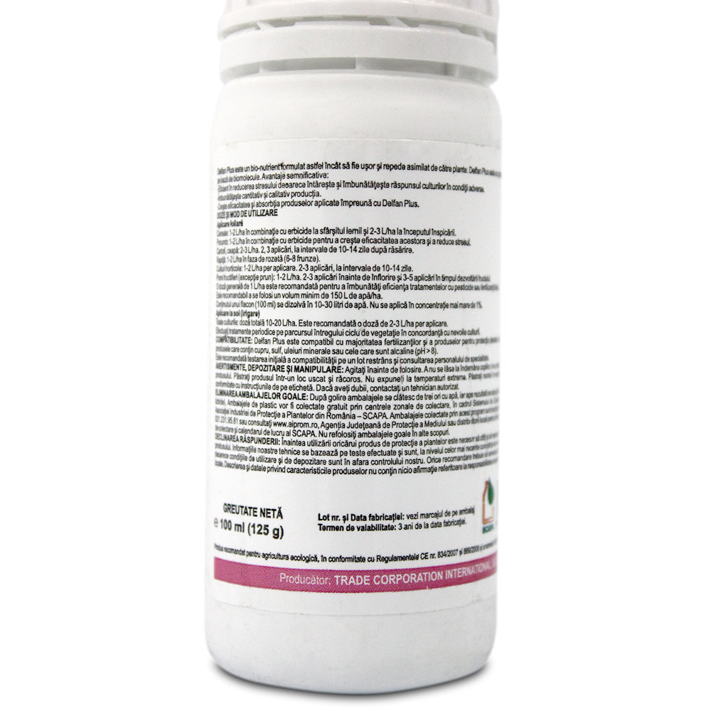 Delfan Plus 100 Ml Biostimulator Cu Aminoacizi (Porumb, Cereale, Cartofi, Culturi Horticole, Pomi Fructiferi)
