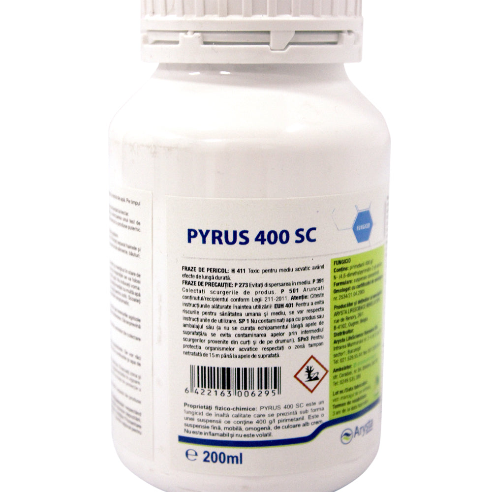 Pyrus 400Sc 200 Ml, Fungicid De Contact, Arysta Lifescience, Putregai Cenusiu (Vita De Vie, Tomate, Floarea Soarelui), Rapan (Par)