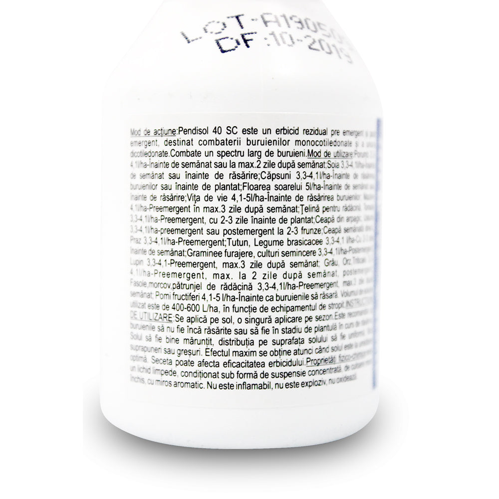 Pendisol 40Sc 100 Ml, Erbicid Selectiv, Sharda, Buruieni Monocotiledonate Anuale/ Dicotiledonate Anuale In Cultura De Floarea Soarelui, Vita De Vie, Soia, Fasole, Mazare, Capsuni, Tomate, Ceapa, Brasicacee, Grau, Orz, Triticale