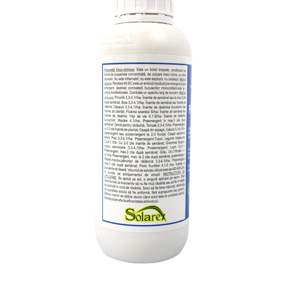 Pendisol 40Sc 1L, Erbicid Selectiv, Sharda, Buruieni Monocotiledonate Anuale/ Dicotiledonate Anuale In Cultura De Floarea Soarelui, Vita De Vie, Soia, Fasole, Mazare, Capsuni, Tomate, Ceapa, Brasicacee, Grau, Orz, Triticale