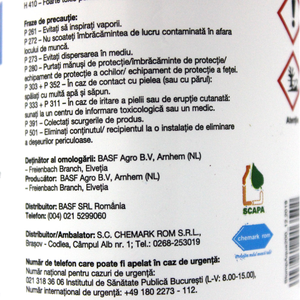 Stomp Aqua 200 Ml, Erbicid Preemergent Selectiv, Basf, Combate Buruienile Monocotiledonate Anuale Si Unele Dicotiledonate Anuale In Culturile De Porumb, Floarea Soarelui, Grau, Ceapa, Vita De Vie, Pomi Fructiferi, Tomate, Orz, Cartof