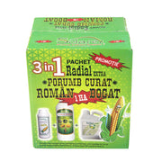 Pachet Radial Porumb Curat 1 Ha, Solarex, Contine Erbicid Pentru Buruieni Monocotiledonate Si Dicotiledonate (Radial Extra+ Compas Super) Si Ingrasamant Foliar (Solar Verde)