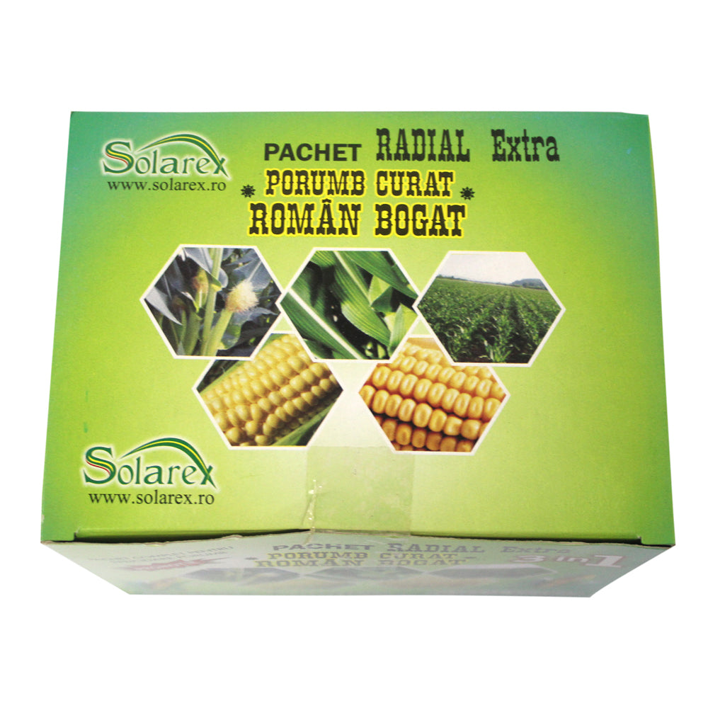 Pachet Radial Porumb Curat 10 Ari (0,1 Ha) , Solarex, Contine Erbicid Pentru Buruieni Monocotiledonate Si Dicotiledonate (Radial Extra+ Compas Super) Si Ingrasamant Foliar (Solar Verde)