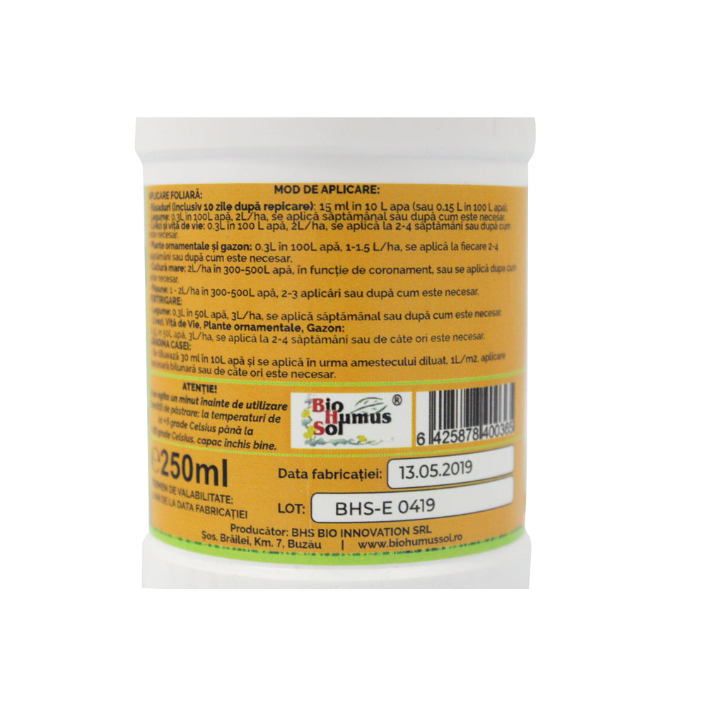 Etamin 250 Ml Biostimulator/ Ingrasamant Foliar Ecologic Bhs (Legume, Rasaduri, Pomi Fructiferi, Cereale, Flori, Gazon, Vita De Vie, Arbusti, Conifere)