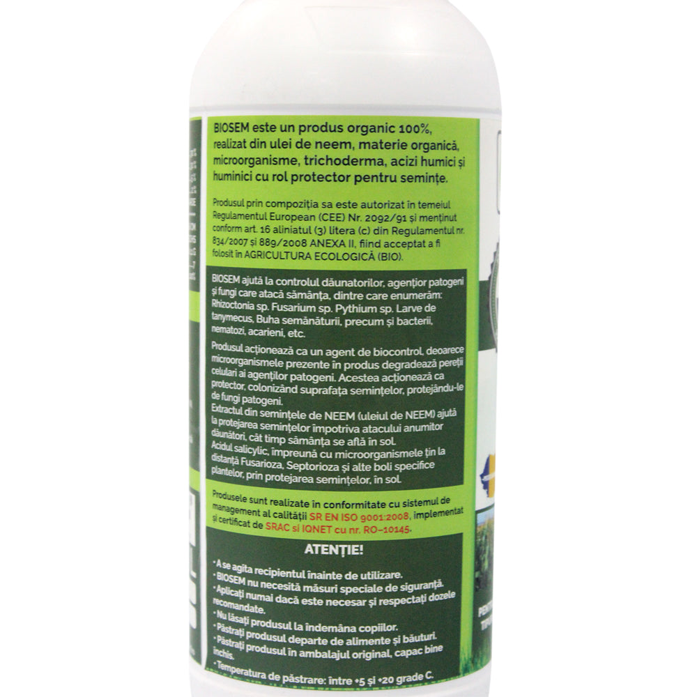 Biosem 1L Insecticid/ Fungicid/ Tratament Samanta Bio Bhs (Cereale, Porumb, Floarea Soarelui, Fasole, Mazare)