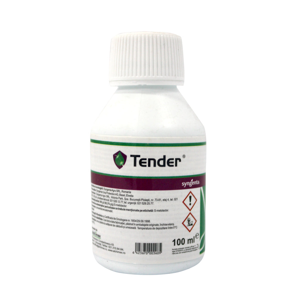 Tender 960Ec 100 Ml, Erbicid Selectiv Preemergent, Syngenta, Buruieni Monocotiledonate Anuale Si Unele Dicotiledonate In Cultura De Porumb, Fasole, Floarea Soarelui, In, Tomate, Ardei, Arbusti Fructiferi, Cartof, Morcov, Pepene Verde