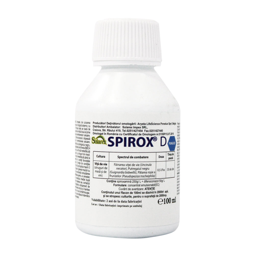 Spirox D 100 Ml, Fungicid Sistemic, Arysta, Vita De Vie (Fainare, Putregai Negru, Patarea Rosie A Frunzelor)