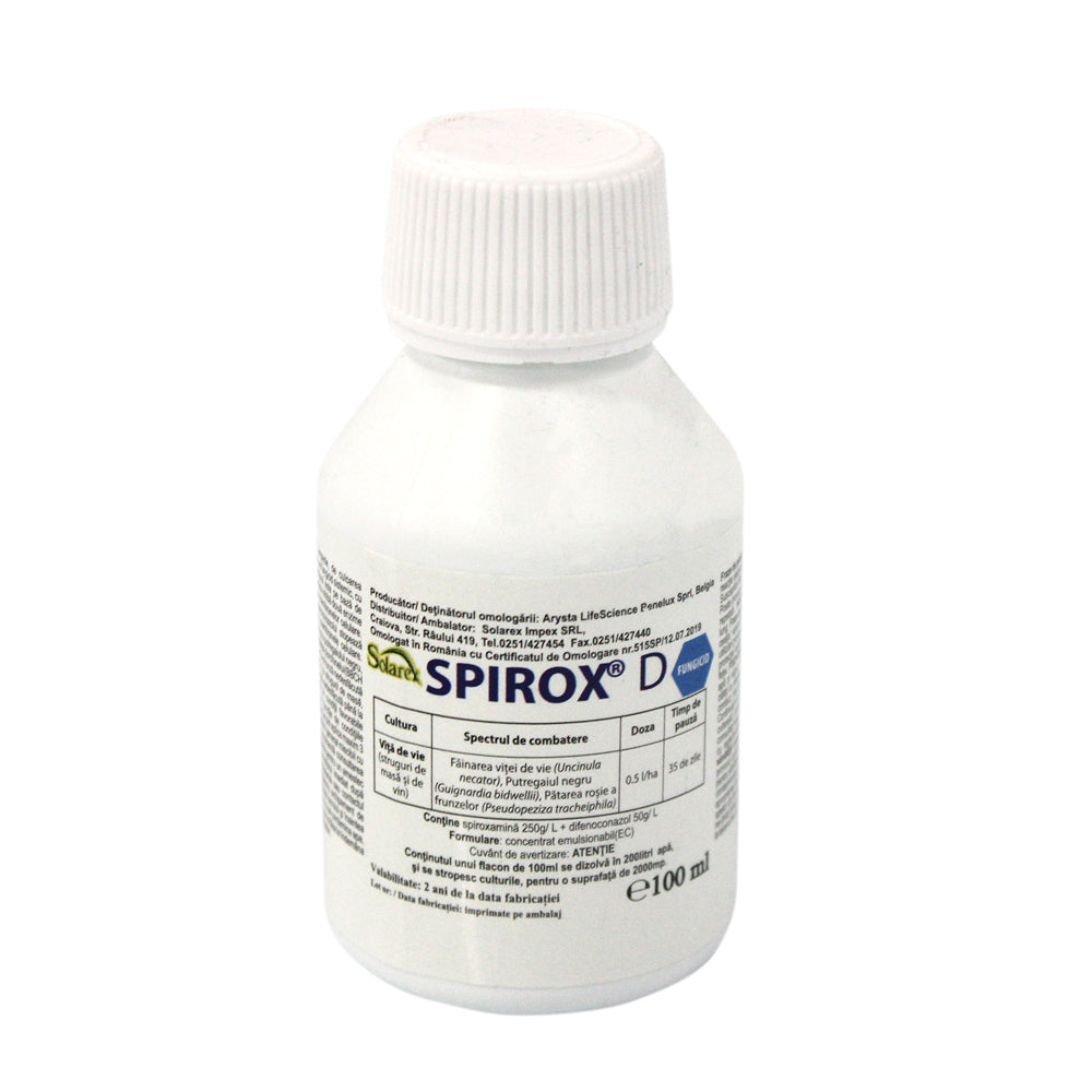 Spirox D 100 Ml, Fungicid Sistemic, Arysta, Vita De Vie (Fainare, Putregai Negru, Patarea Rosie A Frunzelor)